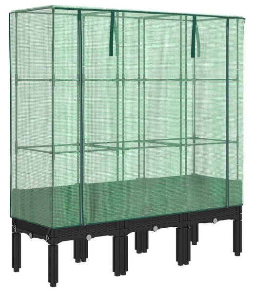 Rattan megjelenésű magaságyás melegháztakaróval 120x40x140 cm