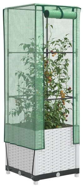 Rattan megjelenésű magaságyás melegháztakaróval 40x40x139 cm