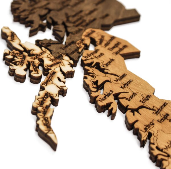 Natura Products - Norvégia 3D Fa Puzzle Térkép - Elegáns Fali Dekoráció