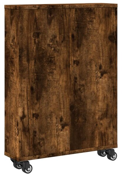 Füstös tölgy színű szerelt fa keskeny tárolókocsi 48x13x68 cm