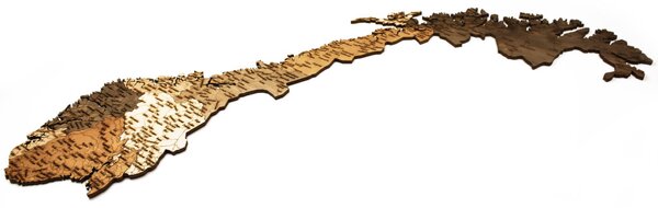 Natura Products - Norvégia 3D Fa Puzzle Térkép - Elegáns Fali Dekoráció