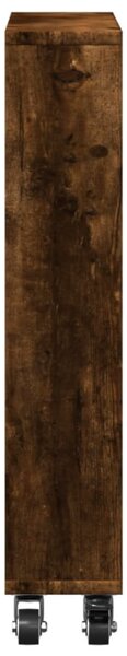 Füstös tölgy színű szerelt fa keskeny tárolókocsi 48x13x68 cm