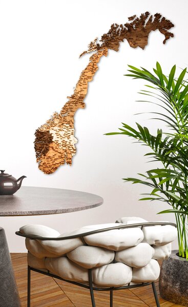 Natura Products - Norvégia 3D Fa Puzzle Térkép - Elegáns Fali Dekoráció