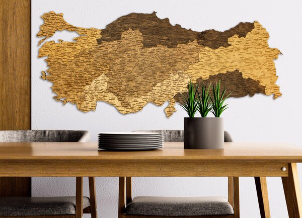 Natura Products - Törökország 3D Fa Puzzle Térkép - Elegáns Fali Dekoráció