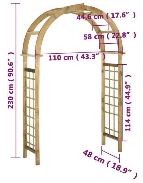 Fenyőfa Kertkapu Boltív - 230cm
