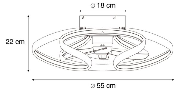 Mennyezeti ventilátor sárgaréz 55cm LED-del, fényerőszabályzóval és távirányítóval - Mandy