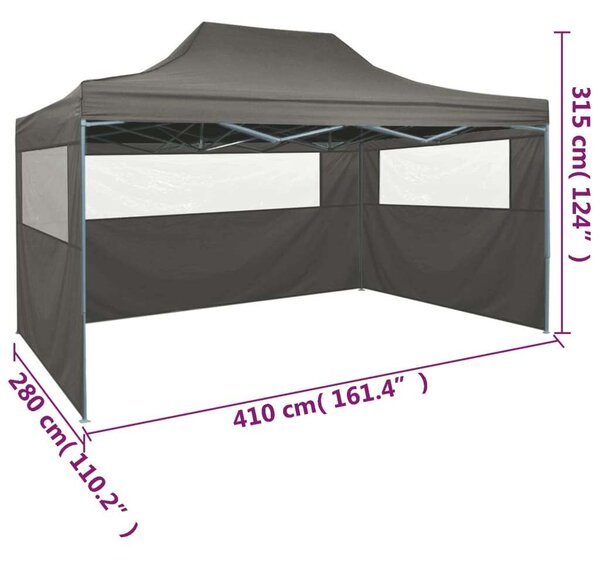 VidaXL Összecsukható Sátor - Antracitszürke - 3x4m