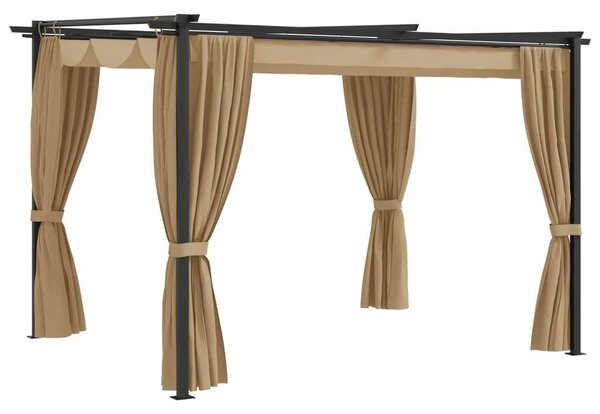 Acél Pavilon Függönyökkel - 3x3m - Bézs