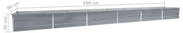 Acél Kerti Magaságyás - 600x80x45 cm - Szürke