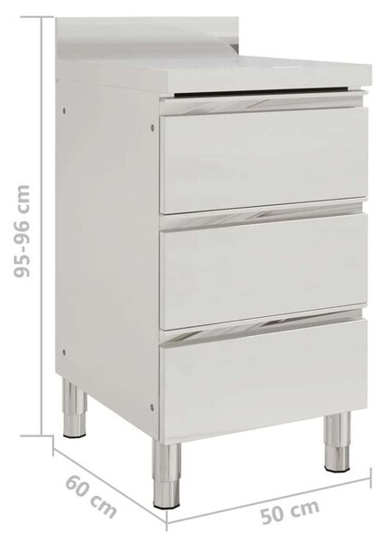 2 db Rozsdamentes Acél Konyhaszekrény - 50x60x95-96cm