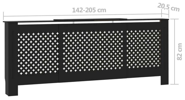 Fekete mdf radiátorburkolat 205 cm