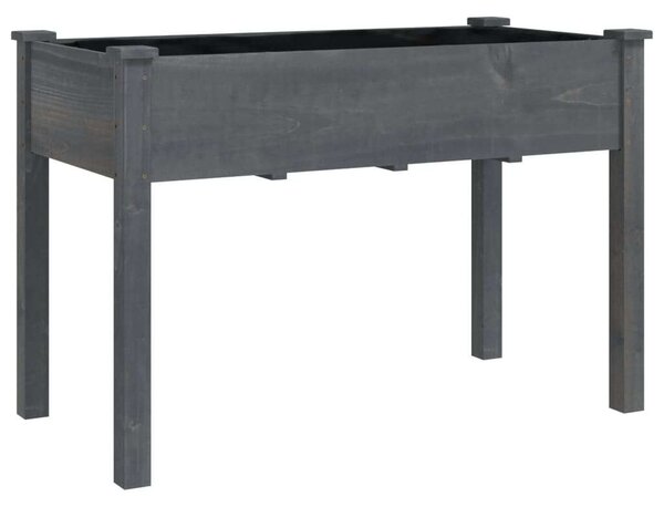 Szürke tömör fenyőfa kerti ültetőláda béléssel 118 x 59 x 76 cm