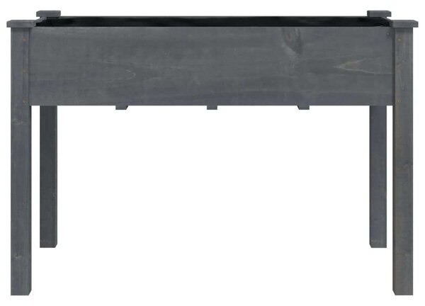 Szürke tömör fenyőfa kerti ültetőláda béléssel 118 x 59 x 76 cm