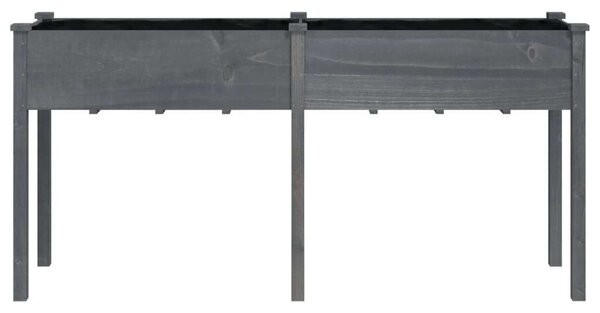Szürke tömör fenyőfa kerti ültetőláda béléssel 161x45x76 cm