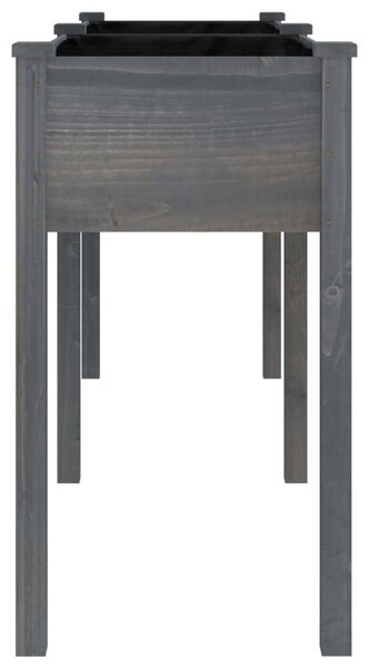 Szürke tömör fenyőfa kerti ültetőláda béléssel 161x45x76 cm
