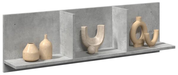 Betonszürke szerelt fa faliszekrény 100 x 16,5 x 30 cm