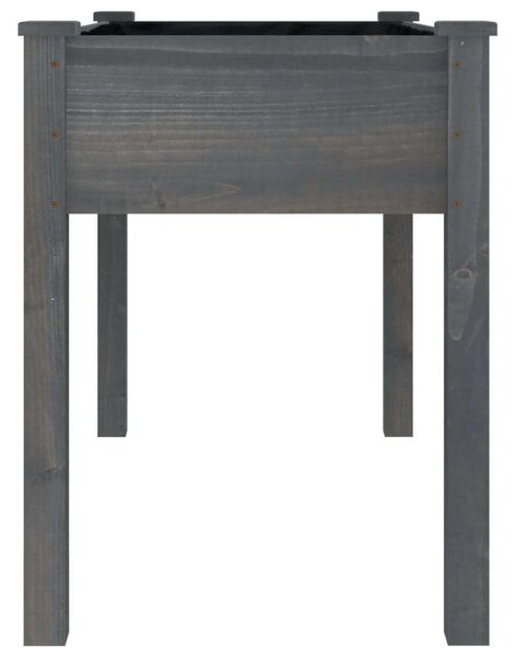 Szürke tömör fenyőfa kerti ültetőláda béléssel 118 x 59 x 76 cm