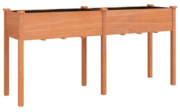 Barna tömör fenyőfa kerti ültetőláda béléssel 161x45x76 cm