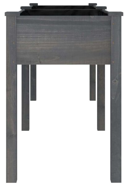 Szürke tömör fenyőfa kerti ültetőláda béléssel 203x53x76 cm