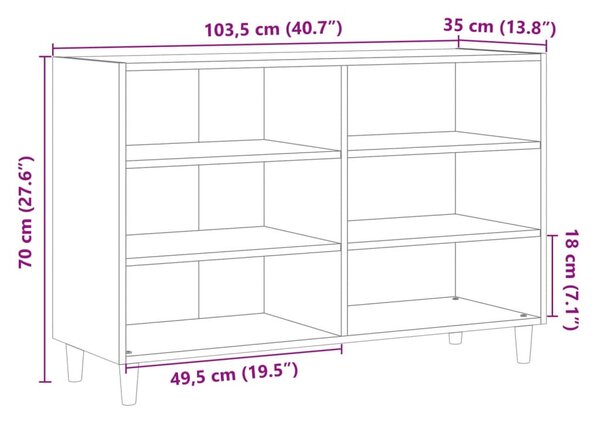 Antik fa színű szerelt fa tálalószekrény 103,5 x 35 x 70 cm