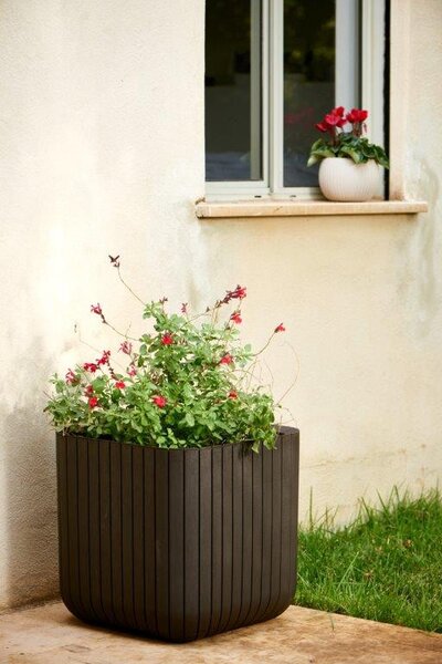 Keter Cube Planter M virágláda whiskey barna
