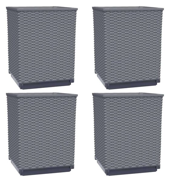 4 db Sötétszürke Polipropilén Növénytartó - 30x30x37 cm
