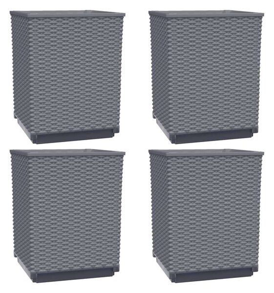 4 db Sötétszürke Polipropilén Növénytartó - 30x30x37 cm