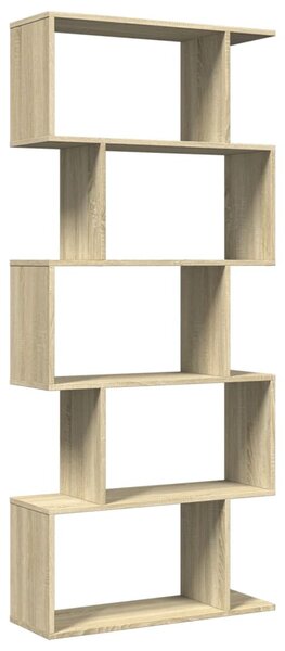 5 szintes sonoma tölgy fa elválasztó könyvespolc 70x24x161 cm
