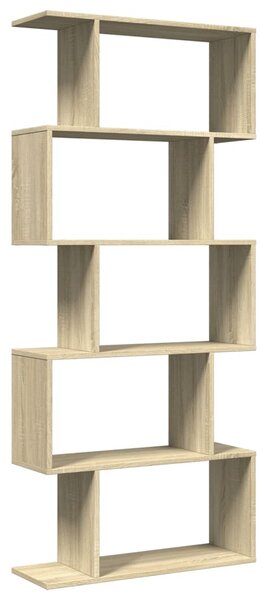 5 szintes sonoma tölgy fa elválasztó könyvespolc 70x24x161 cm