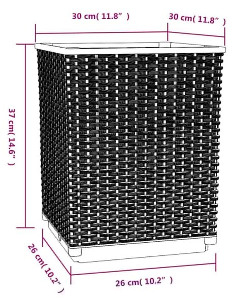 4 db Sötétszürke Polipropilén Növénytartó - 30x30x37 cm