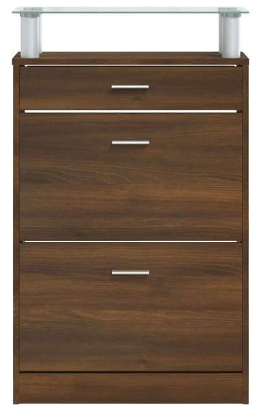 Cipősszekrény - Barna Tölgy - 3 Fiókos - 63x24x104 cm