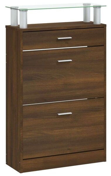 Cipősszekrény - Barna Tölgy - 3 Fiókos - 63x24x104 cm