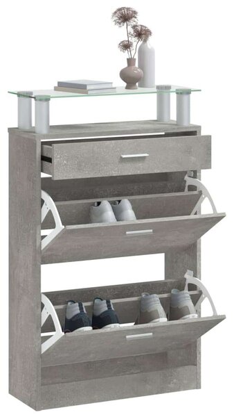 Modern Cipőtartó Szekrény - Betonszürke - 63x24x104 cm