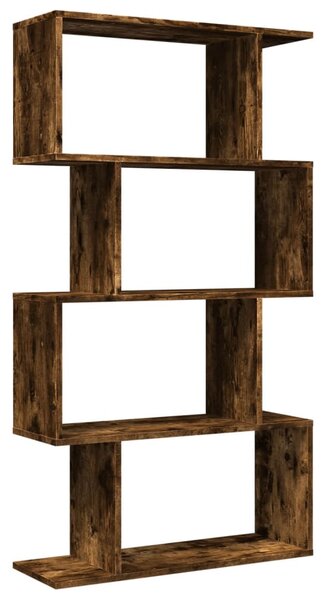 4 szintes füstös tölgy fa elválasztó könyvespolc 70x24x129 cm