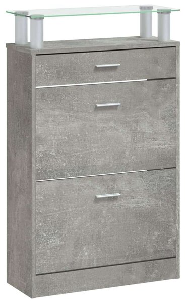 Modern Cipőtartó Szekrény - Betonszürke - 63x24x104 cm