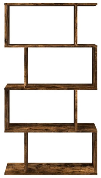 4 szintes füstös tölgy fa elválasztó könyvespolc 70x24x129 cm