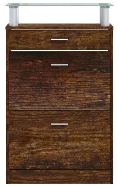 Fa Cipősszekrény - Füstös Tölgy - 63x24x104 cm