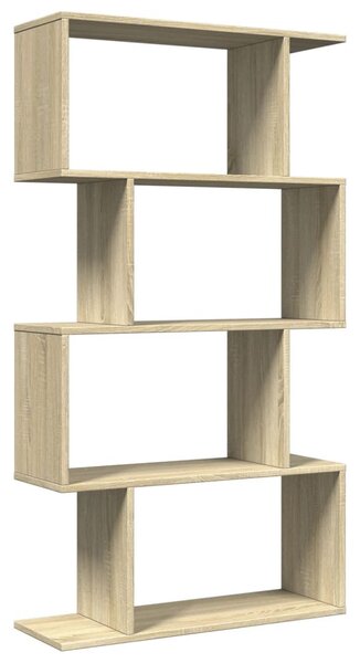 4 szintes sonoma tölgy fa elválasztó könyvespolc 70x24x129 cm