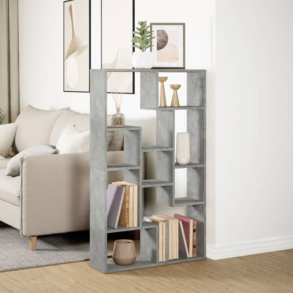 Betonszürke szerelt fa könyvespolc 72 x 20 x 120,5 cm
