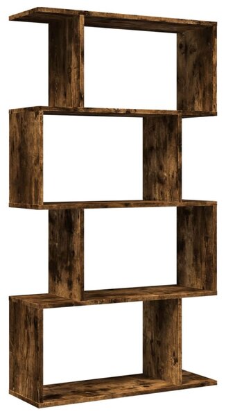 4 szintes füstös tölgy fa elválasztó könyvespolc 70x24x129 cm
