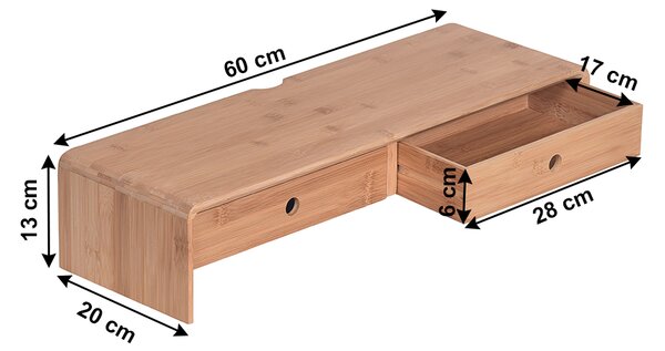 KONDELA Monitor állvány, bambusz, természetes, ELARO TYP 2