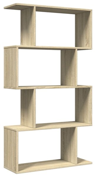 4 szintes sonoma tölgy fa elválasztó könyvespolc 70x24x129 cm