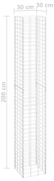 4 db vas gabion magaságyás 30 x 30 x 50 / 100 / 150 / 200 cm