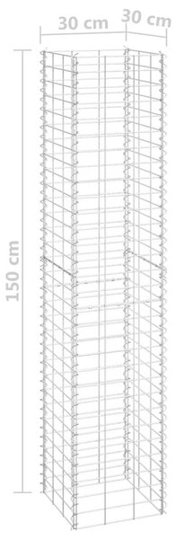 4 db vas gabion magaságyás 30 x 30 x 50 / 100 / 150 / 200 cm