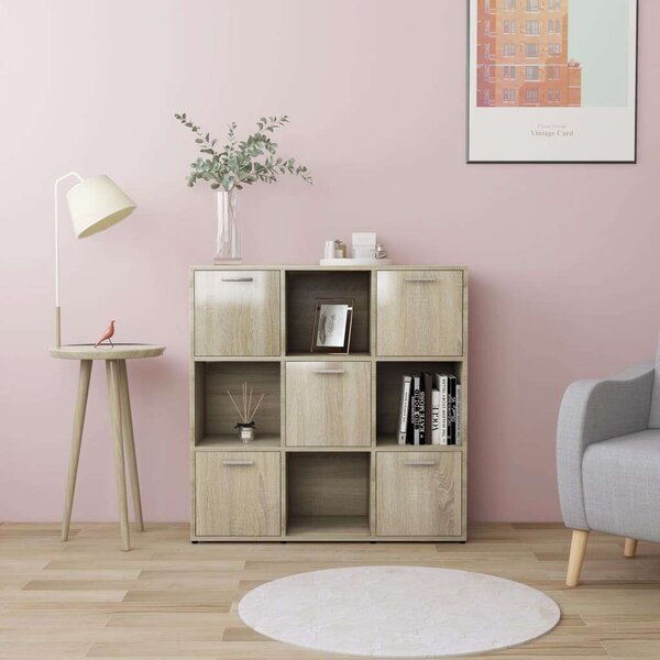 Praktikus 9 Rekeszes Könyvespolc - Sonoma Tölgy - 90x30x90 cm
