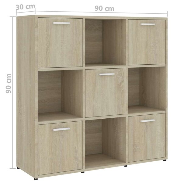 Praktikus 9 Rekeszes Könyvespolc - Sonoma Tölgy - 90x30x90 cm