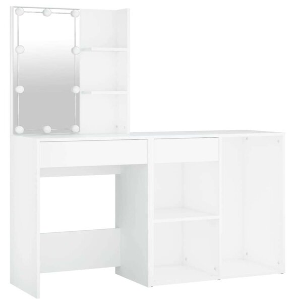 Fehér LED-es Sminkasztal Szekrény - 140cm