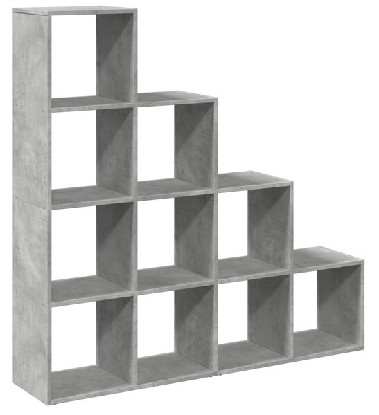 4 szintes betonszürke szerelt fa könyvespolc 131,5x29x131,5 cm