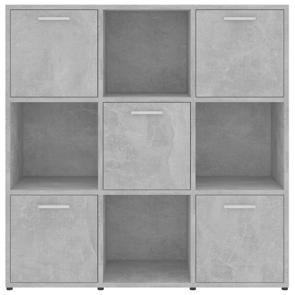 Modern Könyvespolc - Beton Szürke - 9 Rekeszes - 90x30x90 cm