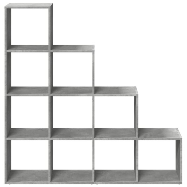 4 szintes betonszürke szerelt fa könyvespolc 131,5x29x131,5 cm